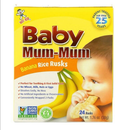 Low Cost PH | Mum-Mum, Original Rice Rusks, Banana, Apple Pumpkin, 24 Rusks, 1.76 oz.