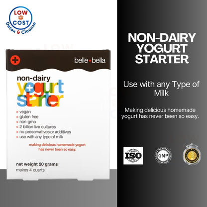 Low Cost PH | Belle+Bella Non-Dairy Yogurt Starter, 4 Packets, (5 g) Each 2 Billion Live Cultures