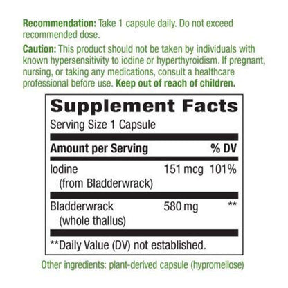 LowCostPH | Nature's Way, Bladderwrack, 580 mg, 100 Vegan Capsules plant-based to supplements.