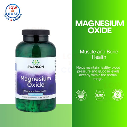 LowCostPH | Swanson, Magnesium Oxide, 200 mg, 500 mg, Capsules Muscle and Bone Health