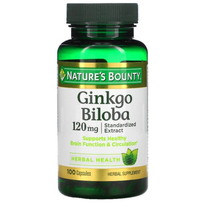 LowCostPh | Nature's Bounty, Ginkgo Biloba, 120 mg, 100 Capsules | 60 mg, 200 Capsules 30mg per Caps