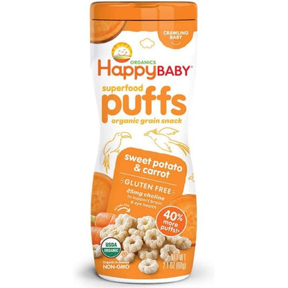 Low Cost PH | Happy Baby Puffs Organic Gluten Free Nutrient Rich Snacks Vitamins C & E Choline