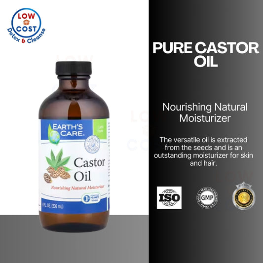 LowCost PH| Earth's Care, Castor Oil, 8 fl oz (236 ml)  All Natural Nourishing Moisturizer