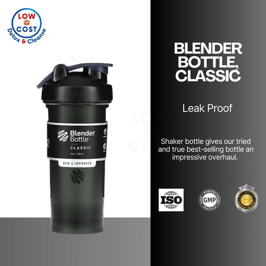 LowCostPH | Blender Bottle, Classic with Loop, Black, 28 oz (828 ml)