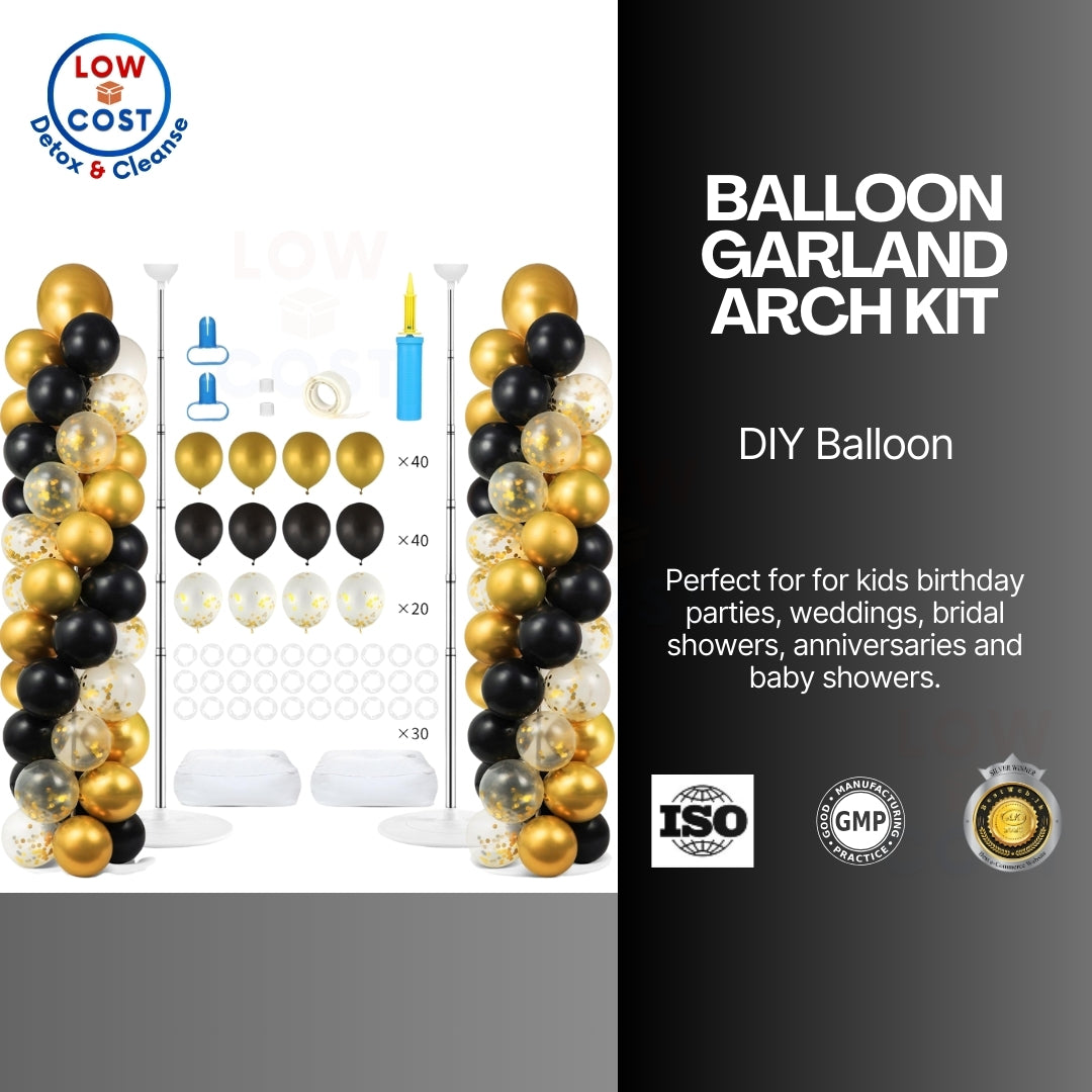 LowCostPH | Balloon Garland Arch Kit, White Gold Silver Confetti Metallic Latex Balloons.