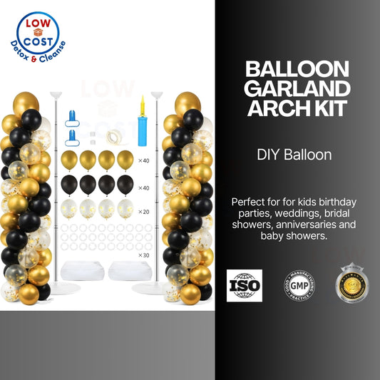 LowCostPH | Balloon Garland Arch Kit, White Gold Silver Confetti Metallic Latex Balloons.