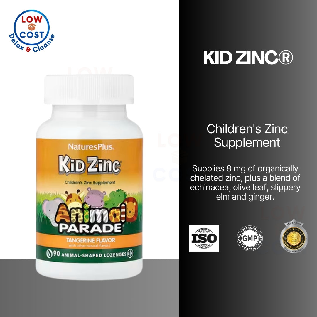 LowCostPH | NaturesPlus Animal Parade KidZinc, Tangerine Flavor - 90 Animal-Shaped Lozenges - Organi