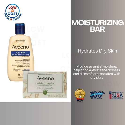LowCostPH | AVEENO Naturals Moisturizing Bar for Dry Skin 3.50 oz | Anti-Itch Concentrated Lotion