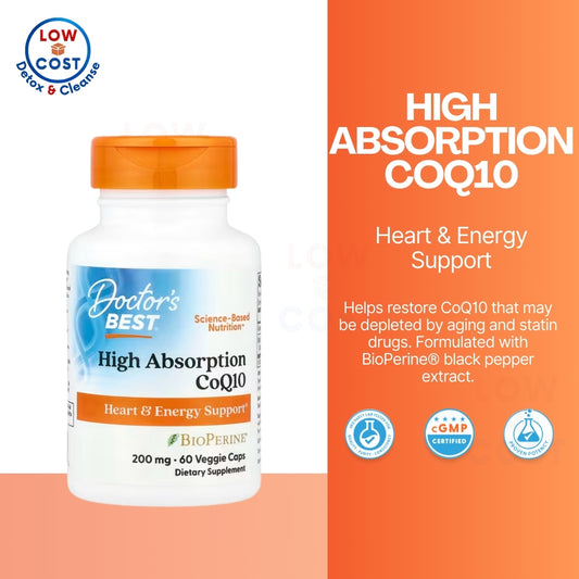 LowCostPH| Doctor's Best High Absorption CoQ10 with BioPerine, Heart Health 200mg-60veggiecaps