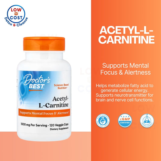 LowCost PH|Doctor's Best Acetyl L-Carnitine, Help Boost Energy Production, Support Memory/Focus,Mood