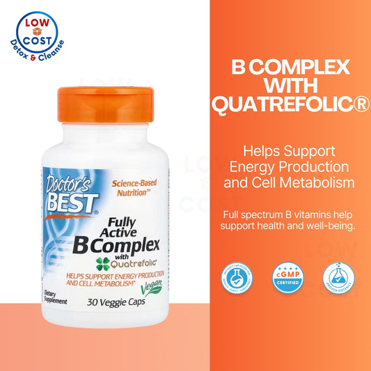 LowCostPH | Doctor's Best Fully Active B Complex, Non-GMO, Gluten| B12 |BioActive Complete B Complex