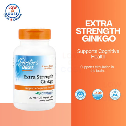 LowCost PH| Doctor's Best Extra Strength Ginkgo, Non-GMO, Gluten Free, Vegan, Soy Free, Mental Supp