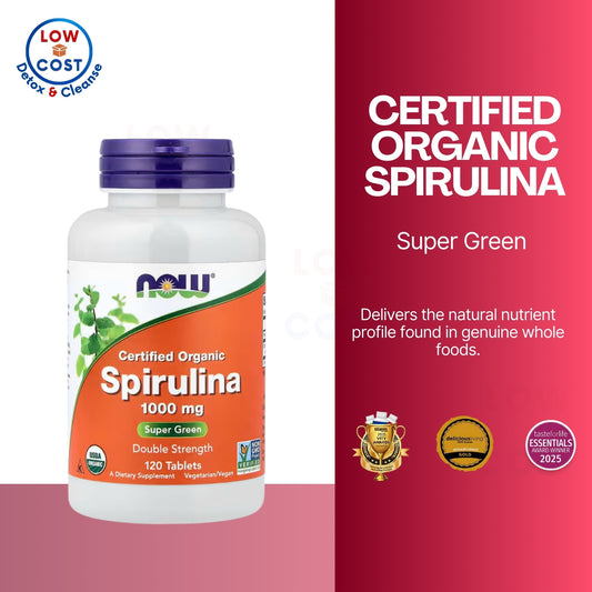 LowCostPH | Now Foods Certified Organic, Spirulina, 1,000 mg, 120 Tablets Whole Food Supplements.