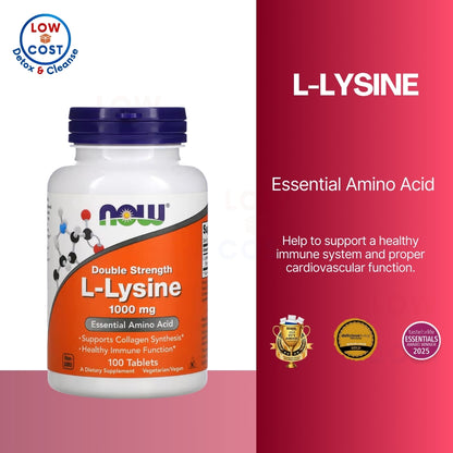 LowCostPh | NOW Foods, Double Strength L-Lysine, 1,000 mg, | 500mg Tablets and Powder