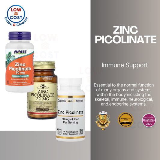 LowCostPH | Now Foods Zinc Picolinate 50mg, Solgar Zinc Picolinate 22mg, 21st Century Zinc 90ct