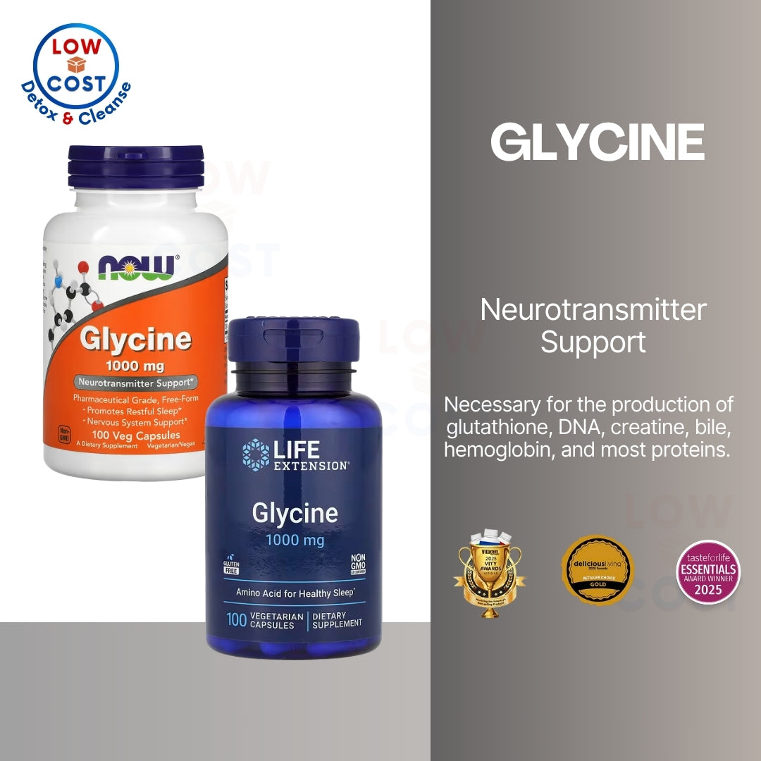 LowCostPh | NOW Foods, Life Extension Glycine, 1,000 mg, 100 Veg Caps, Amino Acid for Healthy Sleep