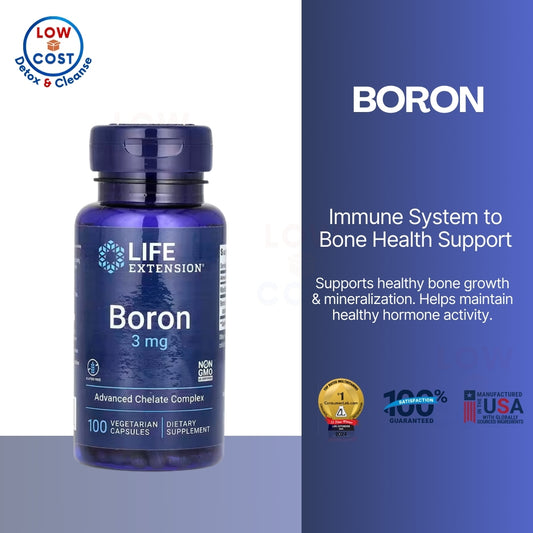 LowCost PH| Life Extension Boron 3 mg With Riboflavin (Vitamin B2) Supports Healthy Bones, 100 vegca