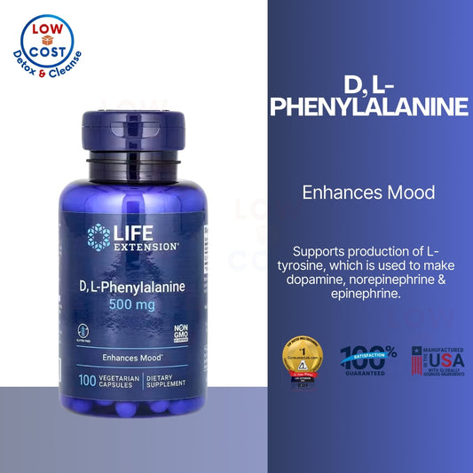 LowCostPH| Life Extension D, L-Phenylalanine Capsules, 500 mg – Supports Mood Health, Promotes Neuro