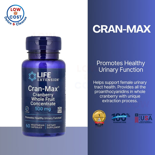 LowCost PH| Life Extension, Cran-Max, Cranberry Whole Fruit Concentrate, 500 mg, 60 Vegetarian Capsu