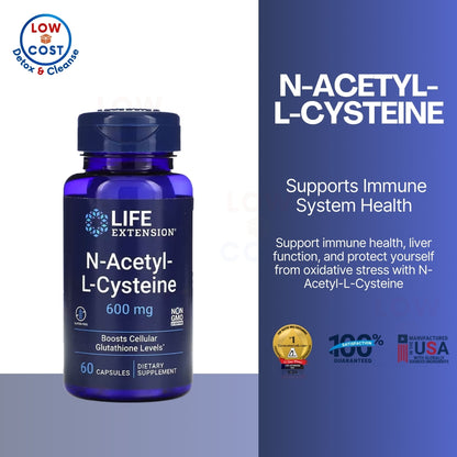 LowCostPH| Life Extension N-Acetyl-L-Cysteine (NAC), immune, respiratory, liver health, potent antio