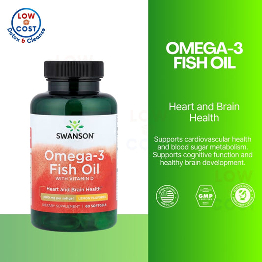 LowCostPH | Swanson, Omega-3 Fish Oil Vitamin D, Lemon, Plant Based, High Concentrate, Omega-7