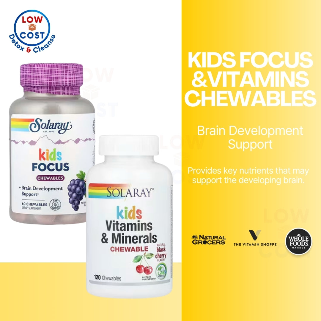 LowCostPH | Solaray, Kids, Focus Chewables, Natural Grape, Kids Vitamins & Minerals Chewable,Natural