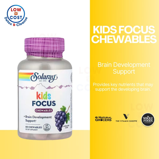 LowCostPH | Solaray, Kids Focus Chewables, Natural Grape, 60 Chewables Brain Development