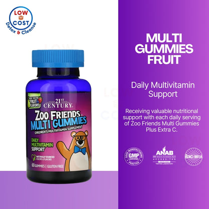 LowCostPH | 21st Century, Zoo Friends, Multi Gummies, Fruit, 60 Gummies Multivitamin Support