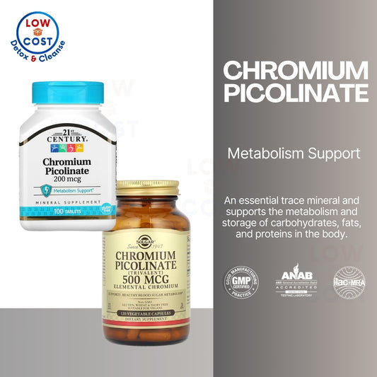 LowCostPH | Solgar Chromium Picolinate, 500 mcg | 200 mcg Supports Healthy Blood Sugar Metabolism