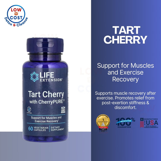 LowCostPH | Life Extension, Tart Cherry, Uric Acid Control, 60 Vegetarian Capsules | Solaray Cleanse