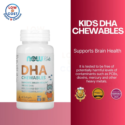 LowCostPH| NOW Supplements, DHA Kids 100 mg, Supports Brain Health*, Fruit Flavor, 60 Chewable Softg