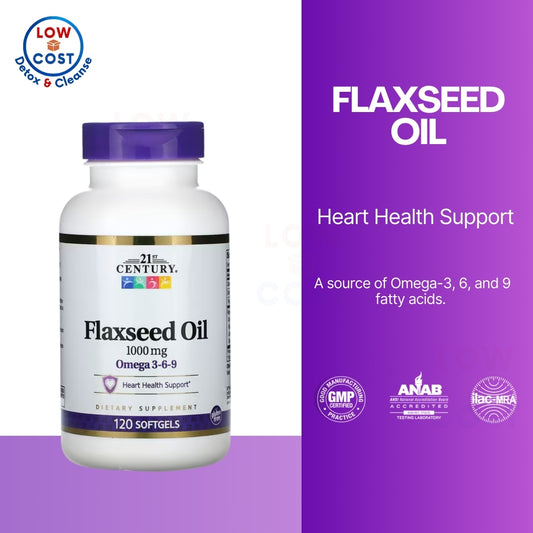 Low Cost PH | 21 Century, Flaxseed Oil, 1000 mg, 120 Softgels Heart Health SupportDietary Supplement