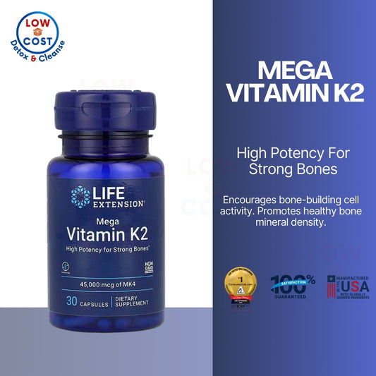 LowCostPH| Life Extension Mega Vitamin K2 High Potency for Strong Bones Daily Vitamin K2 Supplement