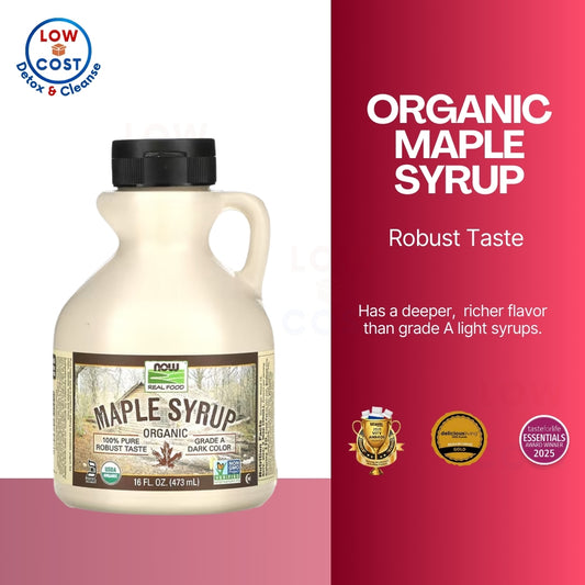 LowCostPh | NOW Foods, Real Food, Organic Maple Syrup, Grade A, Dark Color, 100% Pure 473ml