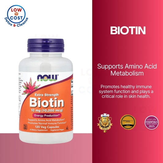 LowCostPh | NOW Foods, Extra Strength Biotin, 10 mg (10,000 mcg), 120 Veg Capsules, Supports Amino