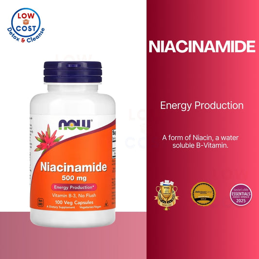 LowCostPh | NOW Foods, Niacinamide, 500 mg, 100 Veg Capsules, Energy Production Vitamin B-3, NoFlush