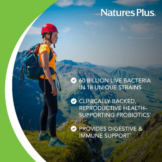 LowCostPh | NaturesPlus, GI Natural Probiotic Mega, 120 Billion CFU, Men, Women,60 Billion, Kids,