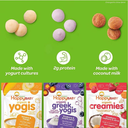 Low Cost PH | Happy Baby, Organic Creamies, Freeze-Dried Veggie, Fruit & Coconut Milk Snacks, Apple