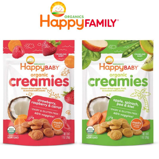 LowCostPH | Happy Baby, Organic Creamies, Freeze-Dried Veggie, Fruit & Coconut Milk Snacks, Apple