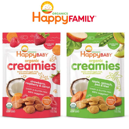 Low Cost PH | Happy Baby, Organic Creamies, Freeze-Dried Veggie, Fruit & Coconut Milk Snacks, Apple