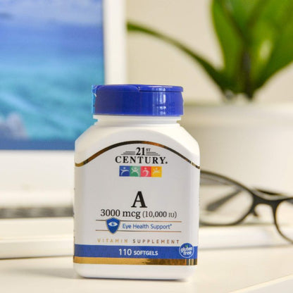 LowCostPH | 21st Century Vitamin A 10,000 IU Softgels, 110 Count. Eye Health Support.