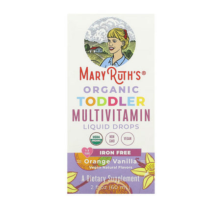 USAOnhand| MaryRuth Organics, Organic Toddler, Multivitamin Liquid Drops, Elderberry, Iron 1-3 Years
