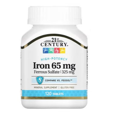 LowCostPh | 21st Century, Iron, 65 mg Tablets, High-Potency Iron, 27 mg, 110 Easy to Swallow,