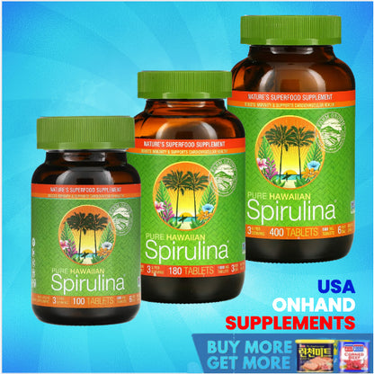 USA Onhand | Nutrex Hawaii Pure Hawaiian Spirulina, 400 / 100 Tablets Dietary Supplements.