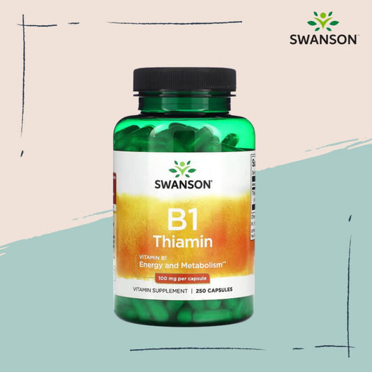 Swanson Ph | Swanson, B1, Thiamin, 100 mg, 250 Capsules. Vitamin B1 Energy and Metabolism