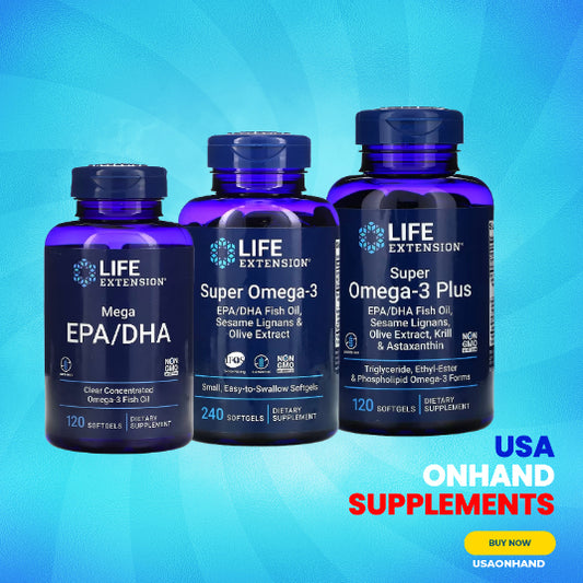 USA Onhand | Life Extension, Super Omega-3 EPA/DHA Fish Oil Sesame Lignans & Olive.