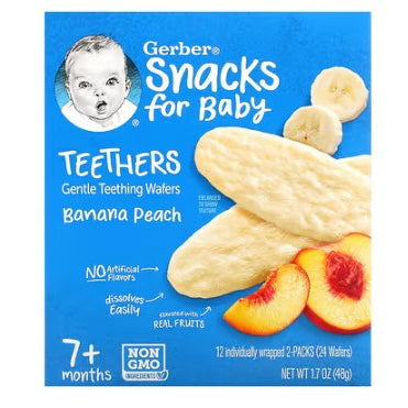 Low Cost PH | Gerbers Teethers Snacks for Baby, Gentle Teething Wafers, 7+ months, 12 Packs