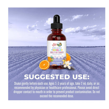 USAOnhand| MaryRuth Organics, Organic Toddler, Multivitamin Liquid Drops, Elderberry, Iron 1-3 Years
