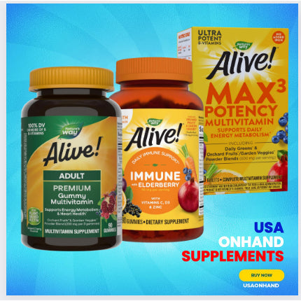 USA Onhand | Nature's Way, Alive! Max3 Potency, Men's and Women's Daily Multivitamin, No Added Iron