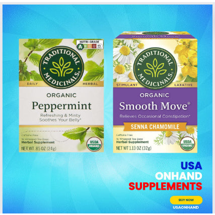 USAOnhand| Traditional Medicinals, Organic Smooth Move, Senna Chamomile, Caffeine Free, 16 Wrapped T